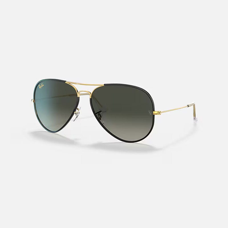 RAY-BAN Aviator Full Colour Legend RB3025JM Sunglasses in Polished Black/Gold/Grey
