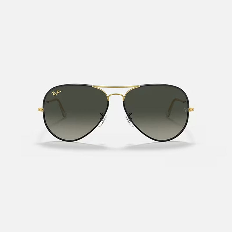 RAY-BAN Aviator Full Colour Legend RB3025JM Sunglasses in Polished Black/Gold/Grey