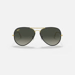 RAY-BAN Aviator Full Colour Legend RB3025JM Sunglasses in Polished Black/Gold/Grey