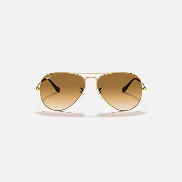 RAY-BAN Aviator Gradient RB3025 Sunglasses in Polished Gold/Light Brown
