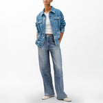 RAG & BONE Miramar Terry Wide Leg Denim-Style Trousers in Scarlet
