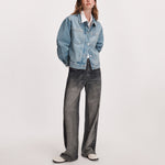 RAG & BONE RB Miramar Terry Wide Track Pants in Washed Black
