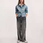 RAG & BONE RB Miramar Terry Wide Track Pants in Washed Black