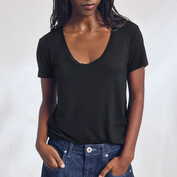 SPLENDID Sloane Scoop Tee in Black