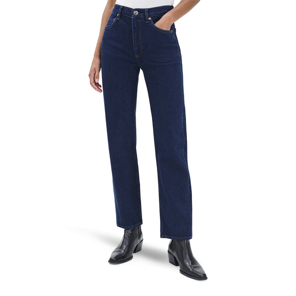 RAG & BONE Harlow Mid Rise Ankle Straight Jeans in Dark Rinse