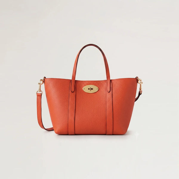 MULBERRY Mini Bayswater Tote Small Classic Grain Handbag in Coral Orange