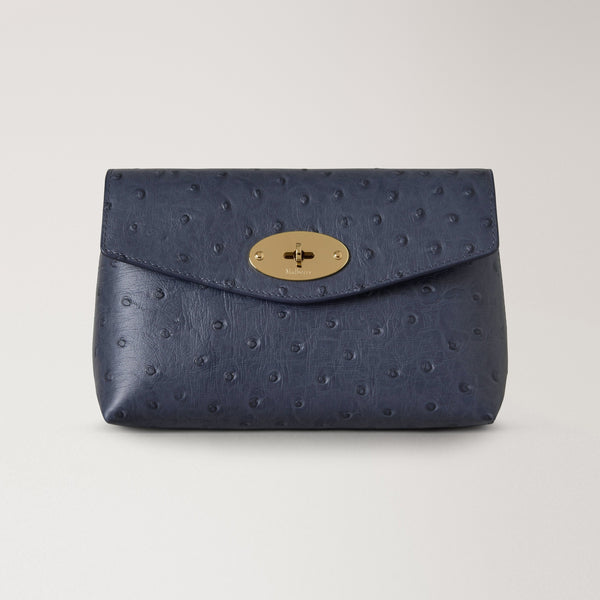 MULBERRY Darley Cosmetic Pouch in Stormy Blue Ostrich