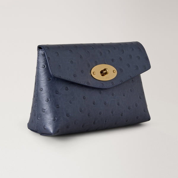 MULBERRY Darley Cosmetic Pouch in Stormy Blue Ostrich