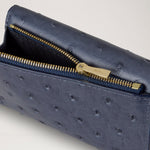 MULBERRY Folded Multi Card Wallet in Stormy Blue Ostrich