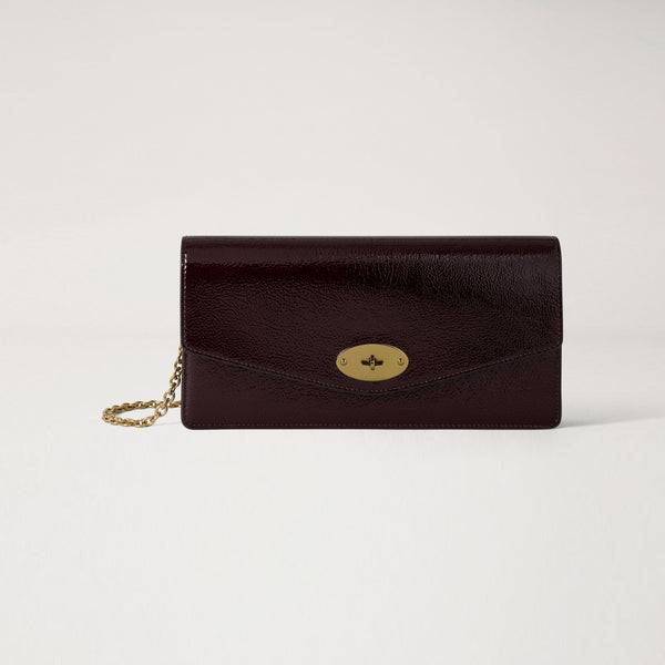 MULBERRY Darley Clutch Wallet on Chain in Deep Aubergine