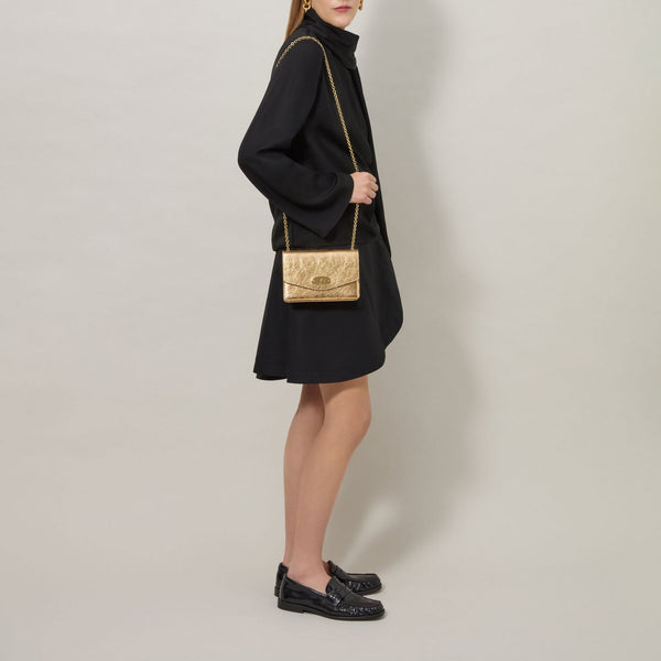 MULBERRY Small Darley Metallic Handbag in Somerset Gold