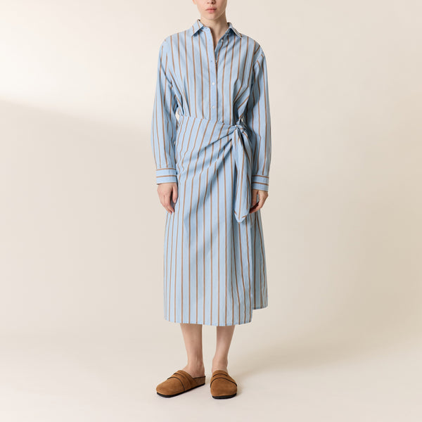 LEON & HARPER Rebecca Long Stripe Dress in Sky