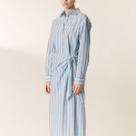 LEON & HARPER Rebecca Long Stripe Dress in Sky
