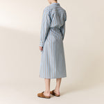 LEON & HARPER Rebecca Long Stripe Dress in Sky