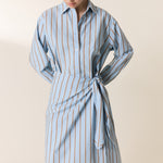 LEON & HARPER Rebecca Long Stripe Dress in Sky
