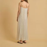 DIEGA Rofia Dress in Metallic Ecru