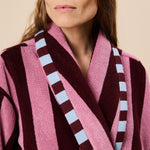 TBCO. Terry Cotton Bath Robe in Burgundy Stripe