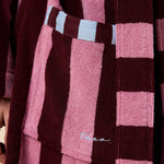 TBCO. Terry Cotton Bath Robe in Burgundy Stripe