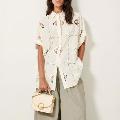 SESSUN Floriani Long Embroidery Shirt in Guerande