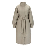 BRGN Rossby Maxi Coat in Taupe Pinstripe