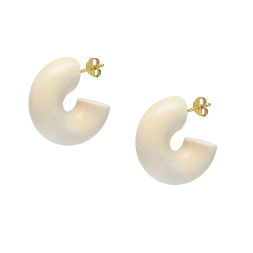 BRANCH JEWELLERY White Thick Wooden Hoop Earrings