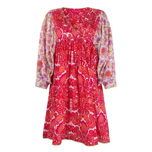 L/S Short Printed Dress in Red