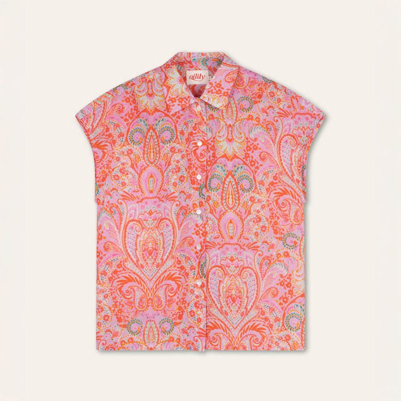 OILILY Banana Short Sleeve Blouse in Lavender Mist