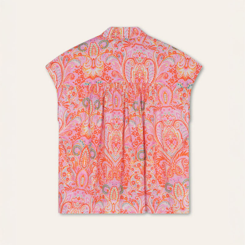 OILILY Banana Short Sleeve Blouse in Lavender Mist