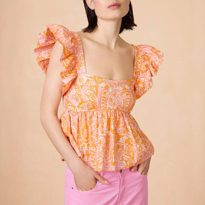 OILILY Balua Sleeveless Top in Orange Crush