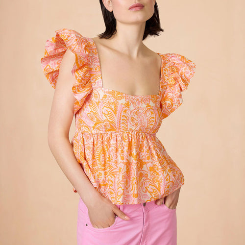 OILILY Balua Sleeveless Top in Orange Crush