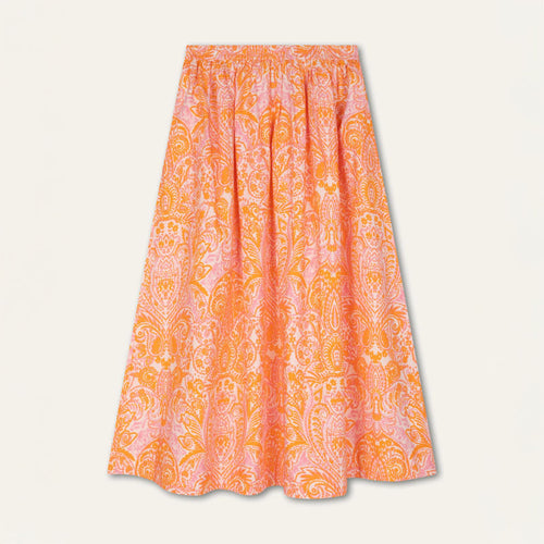 OILILY Sairie Midi Skirt in Orange Crush