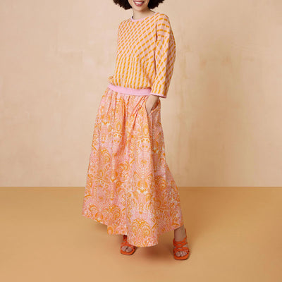 OILILY Sairie Midi Skirt in Orange Crush