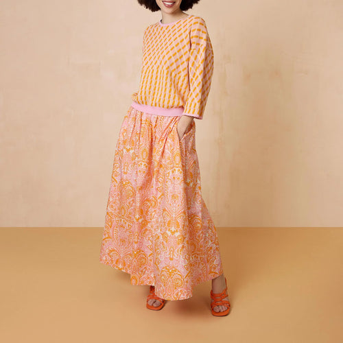 OILILY Sairie Midi Skirt in Orange Crush
