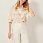 SESSUN Botenzo Wide Embroidery Shirt in Whibloom