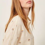 SESSUN Botenzo Wide Embroidery Shirt in Whibloom