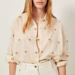 SESSUN Botenzo Wide Embroidery Shirt in Whibloom
