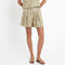 GREEK ARCHAIC KORI Cross Embroidered Pleated Shorts in Sage/Gold