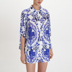 PEARL & CAVIAR Portaria Broderie Shirt in Blue