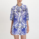 PEARL & CAVIAR Portaria Broderie Shirt in Blue
