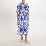 PEARL & CAVIAR Portaria Broderie Shirt Dress in Blue