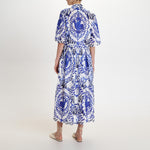 PEARL & CAVIAR Portaria Broderie Shirt Dress in Blue