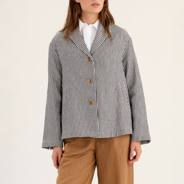 ROSSO35 Easy Smart Linen Jacket in Blue