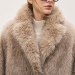 ROSSO35 Faux Fur Jacket in Beige