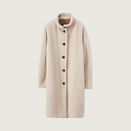ROSSO35 Alpaca Wool Coat in Beige