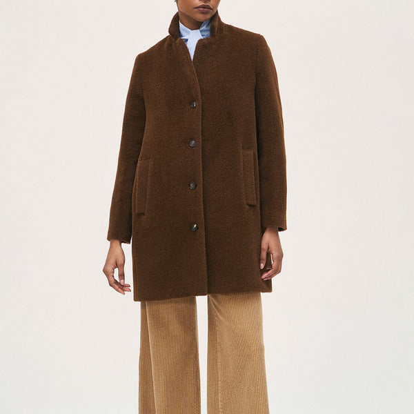 ROSSO35 Single Breasted Wool Coat in Hazelnut
