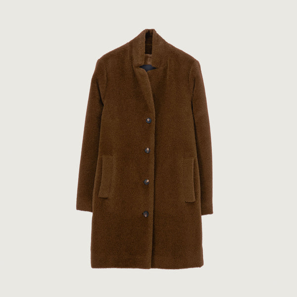 ROSSO35 Single Breasted Wool Coat in Hazelnut