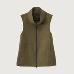 ROSSO35 Boiled Wool Gilet in Moss Green