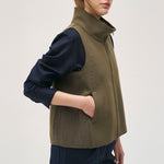 ROSSO35 Boiled Wool Gilet in Moss Green