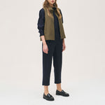 ROSSO35 Boiled Wool Gilet in Moss Green