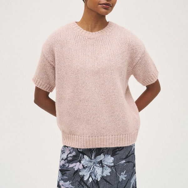ROSSO35 Short Sleeve Jumper in Powder Pink